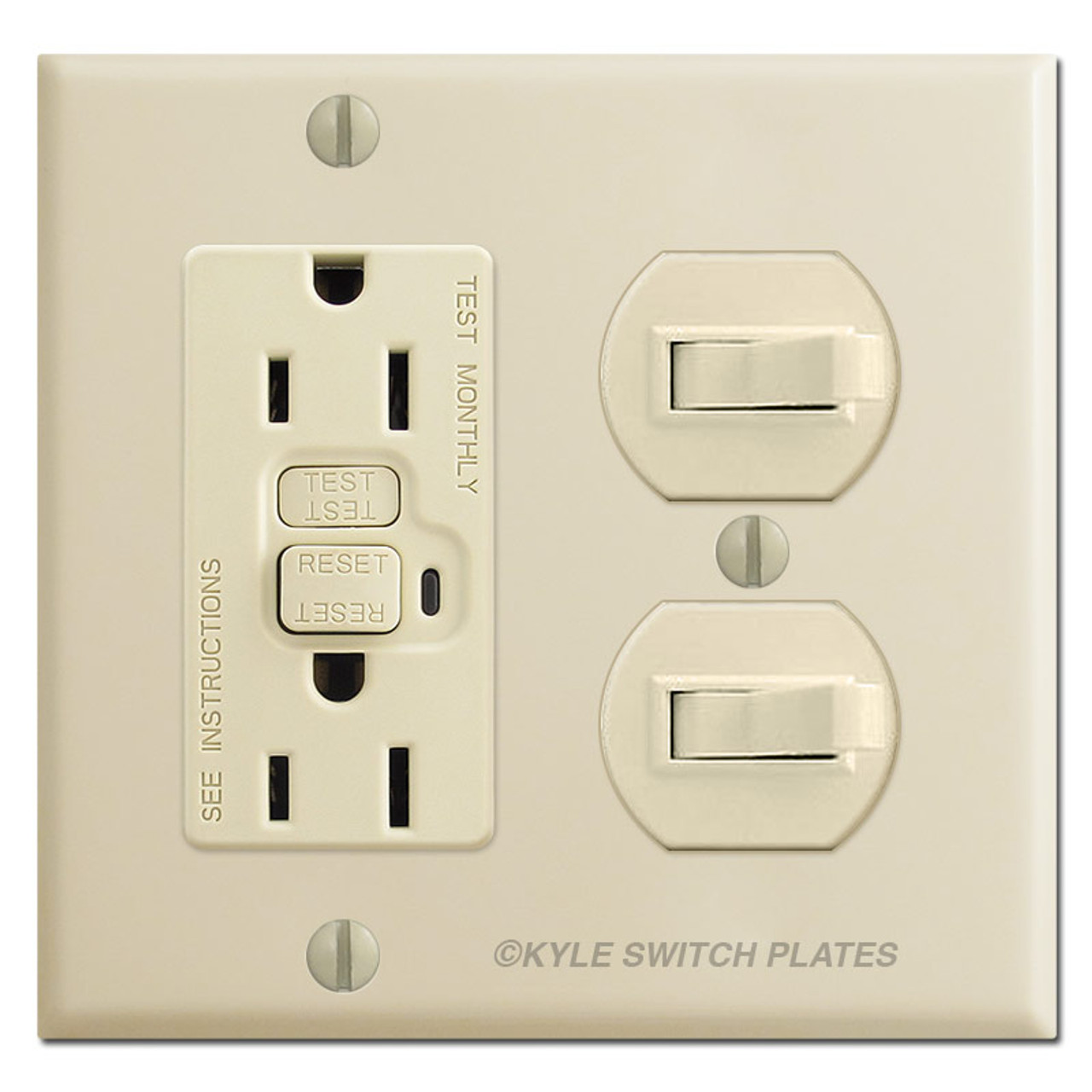 Stacked Toggle Switch + GFCI Outlet Covers Kyle Switch Plates