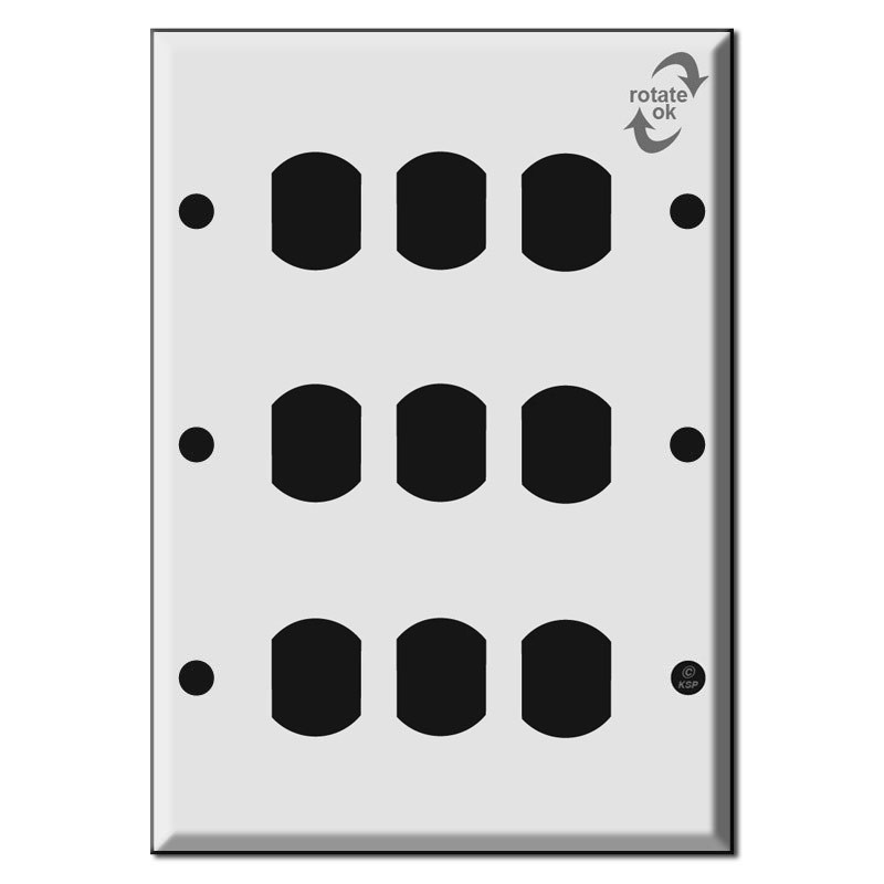 Triple Despard Toggle 9 Stacked Switch Wall Plate - White