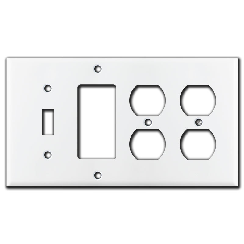 2 Toggle & 2 Decora Rocker Switch 4 Gang Wall Plate White