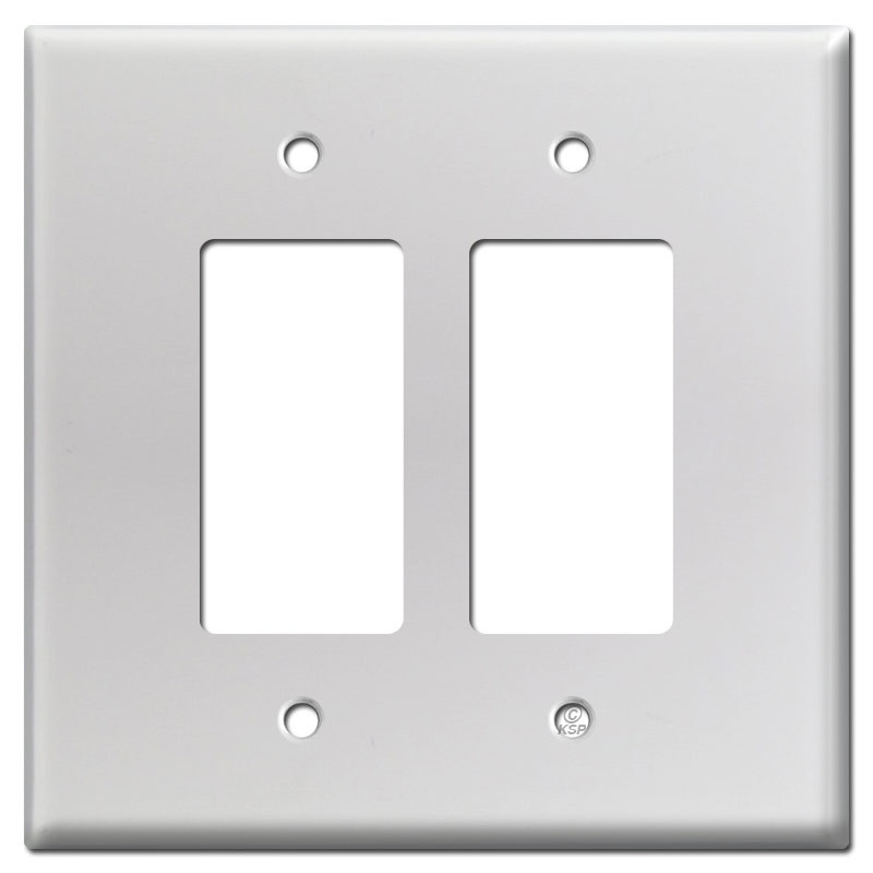 Oversized 2 Decora Rocker Outlet Wall Plates Brushed Aluminum