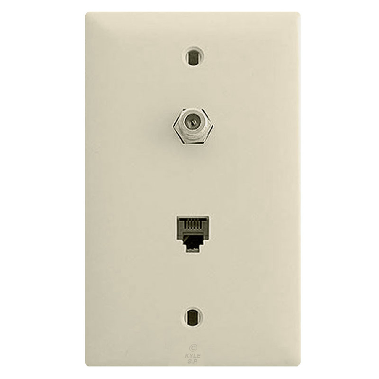 Ivory Phone and Coax Cable Jack Wall Switch Plates