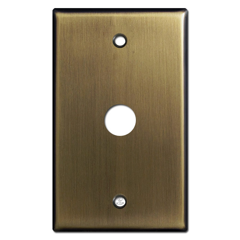 Phone Cable Cover Wall Plate with 5/8'' Opening Antique Brass