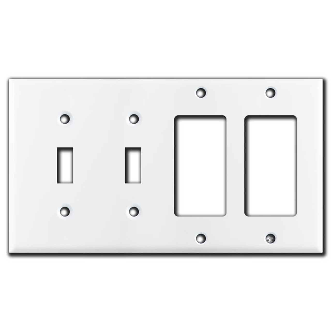 2 Toggle & 2 Decora Rocker Switch 4 Gang Wall Plate - White