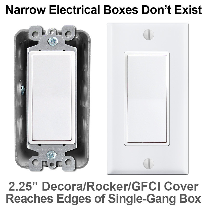 2.25'' Narrow Decora Rocker GFCI Switch Wall Plates - White