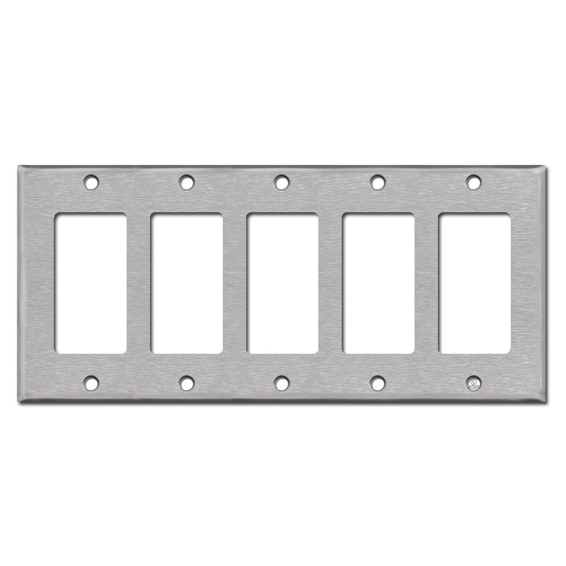 5-Gang Decora Rocker Switch Plate - Satin Stainless Steel
