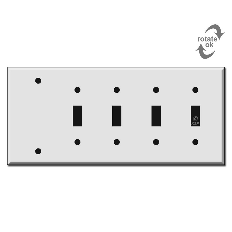 4 Toggle Switch 1 Blank 5-Gang Wall Plate - Satin Stainless Steel