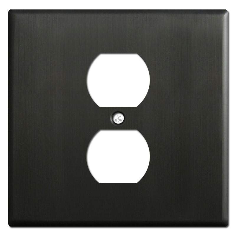 Two Gang One Center Outlet Faceplate - Dark Bronze