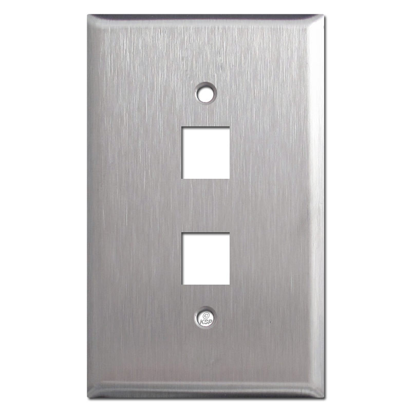 Oversized 2 Telephone Jack Wall Covers Satin Stainless Steel