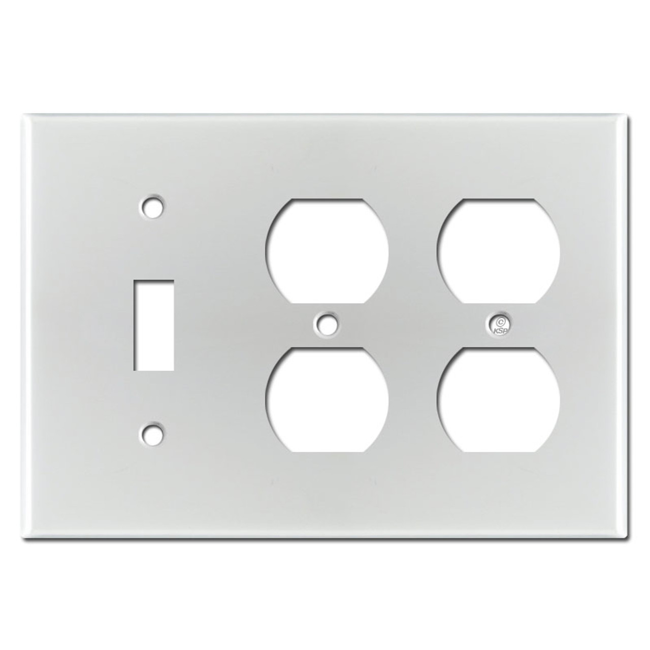 2 Duplex 1 Toggle Switch Plate Covers Brushed Aluminum