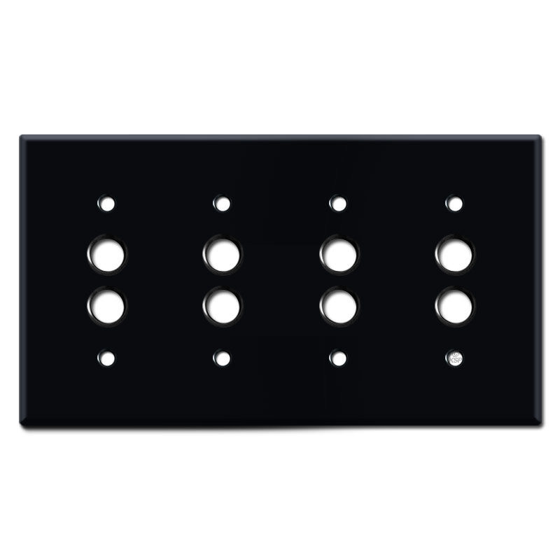 Quadruple Push Button Cover Plates - Black