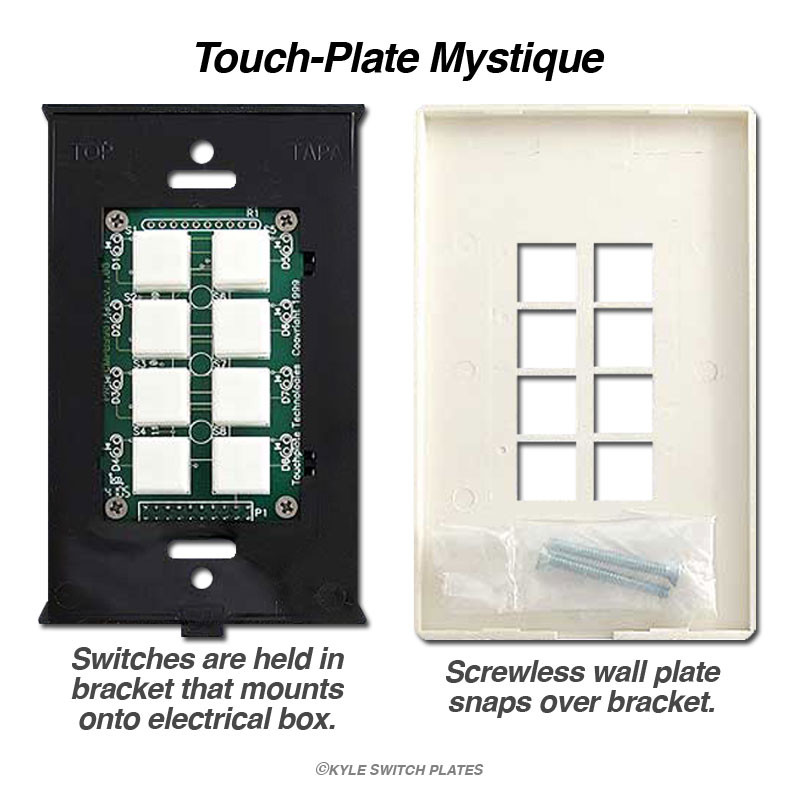 Touch Plate Switch 8 Button Low Voltage Mystique Control - Almond