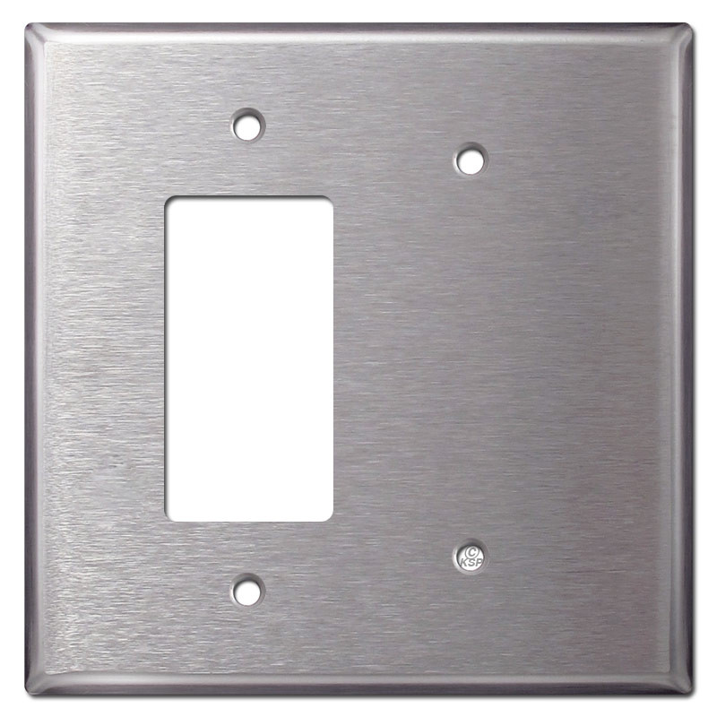 Oversized Blank GFCI Rocker Light Switch Cover - Stainless Steel
