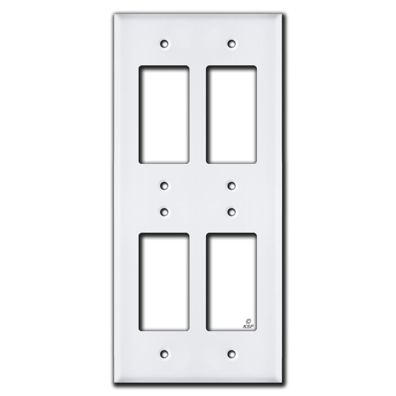 Vertical Stacked 4 Rocker GFCI Electrical Cover - White