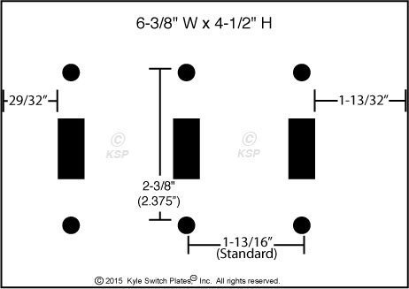 Narrow 3 Toggle Light Switchplate Covers