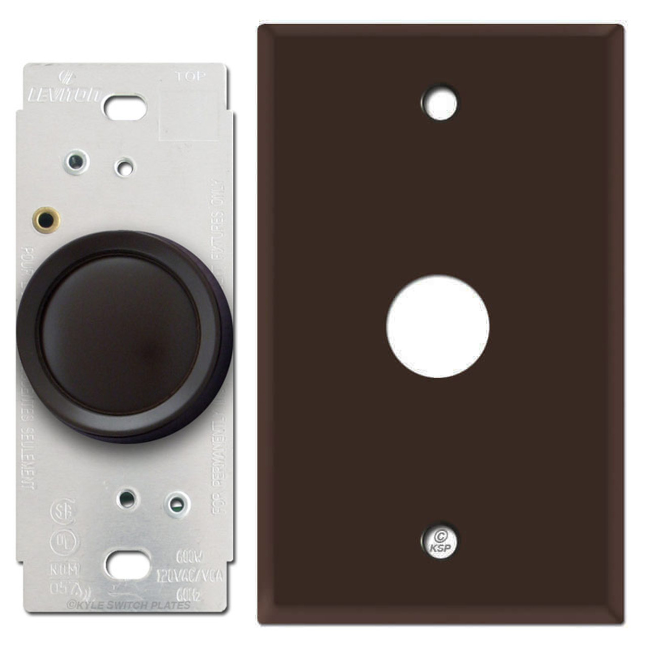 Leviton Brown Rotary Dimmer Switch & Cover Kyle Switch Plates