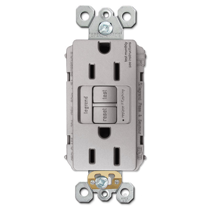 Y1151 gfc GN-300 Satin NA Burl アウトレット Nickel GFCI Outlet Tamper Resistant 15A | Kyle Switch Plates