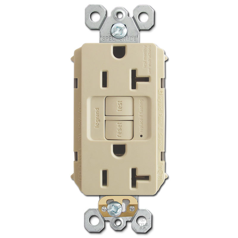 GFCI Switch Self-Test Outlet 20A - Ivory | Kyle Switch Plates
