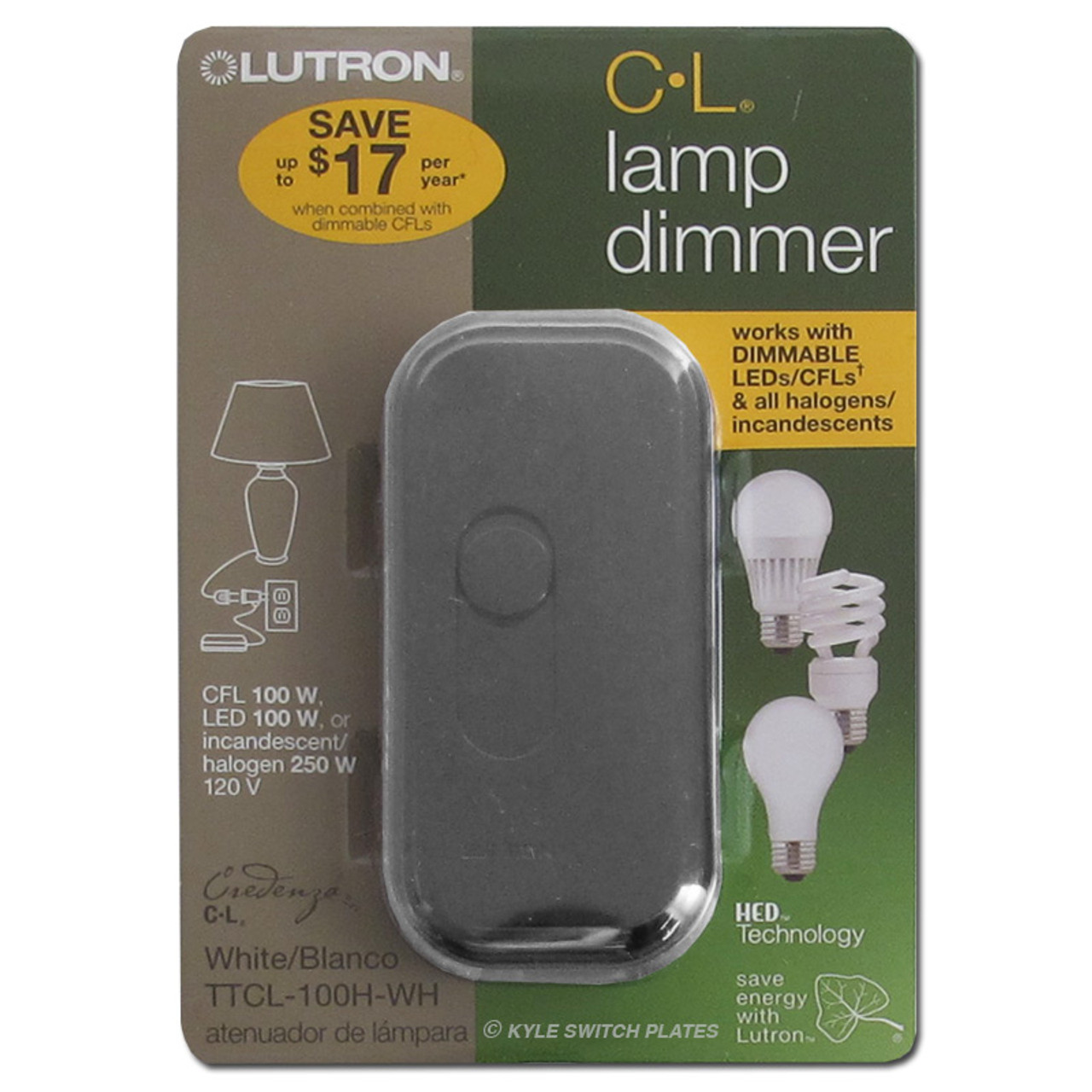 CFL Lamp Dimmer Switch Cord - Black | Kyle Switch Plates