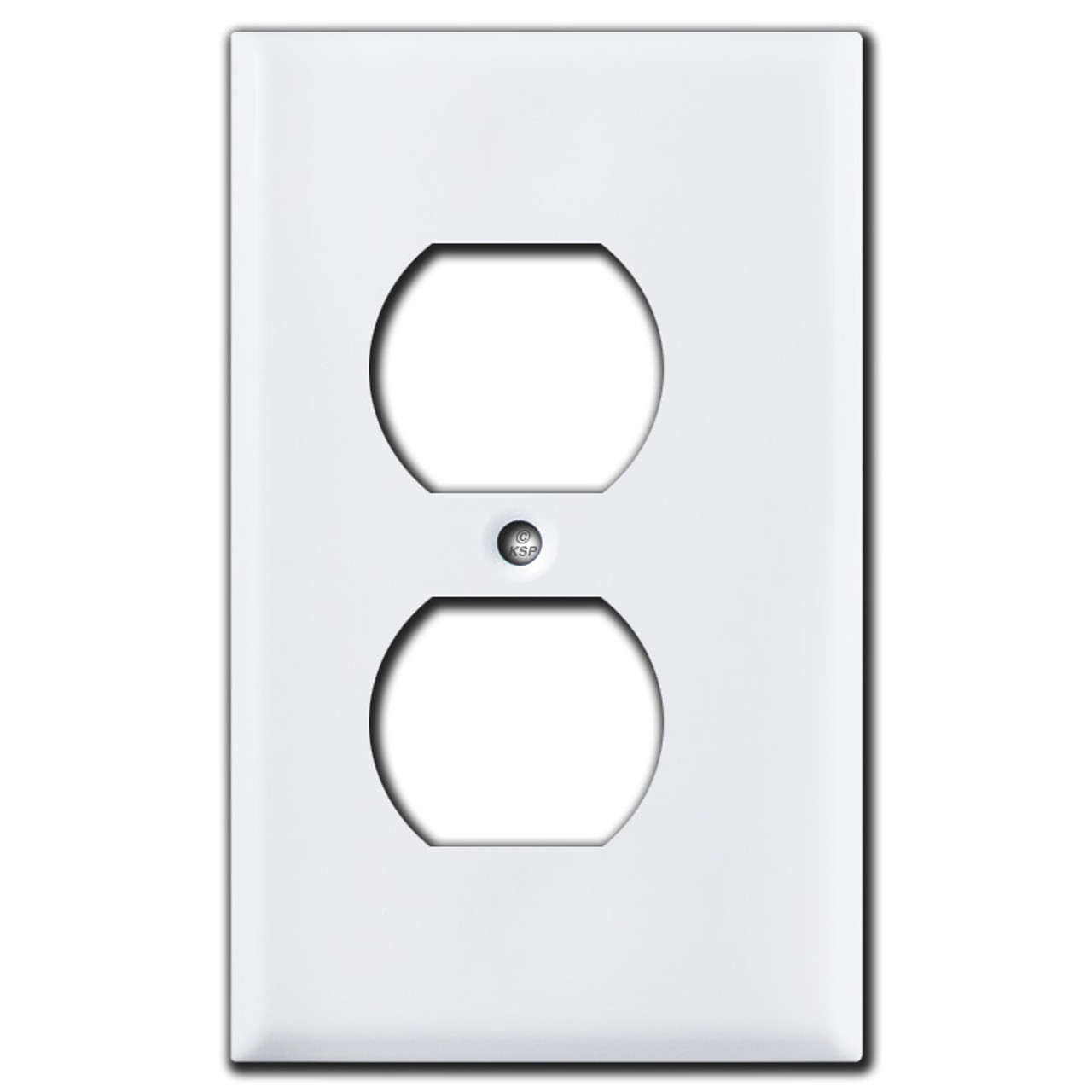 1/8 Inch Offset Narrow Duplex Electrical Outlet Cover - White