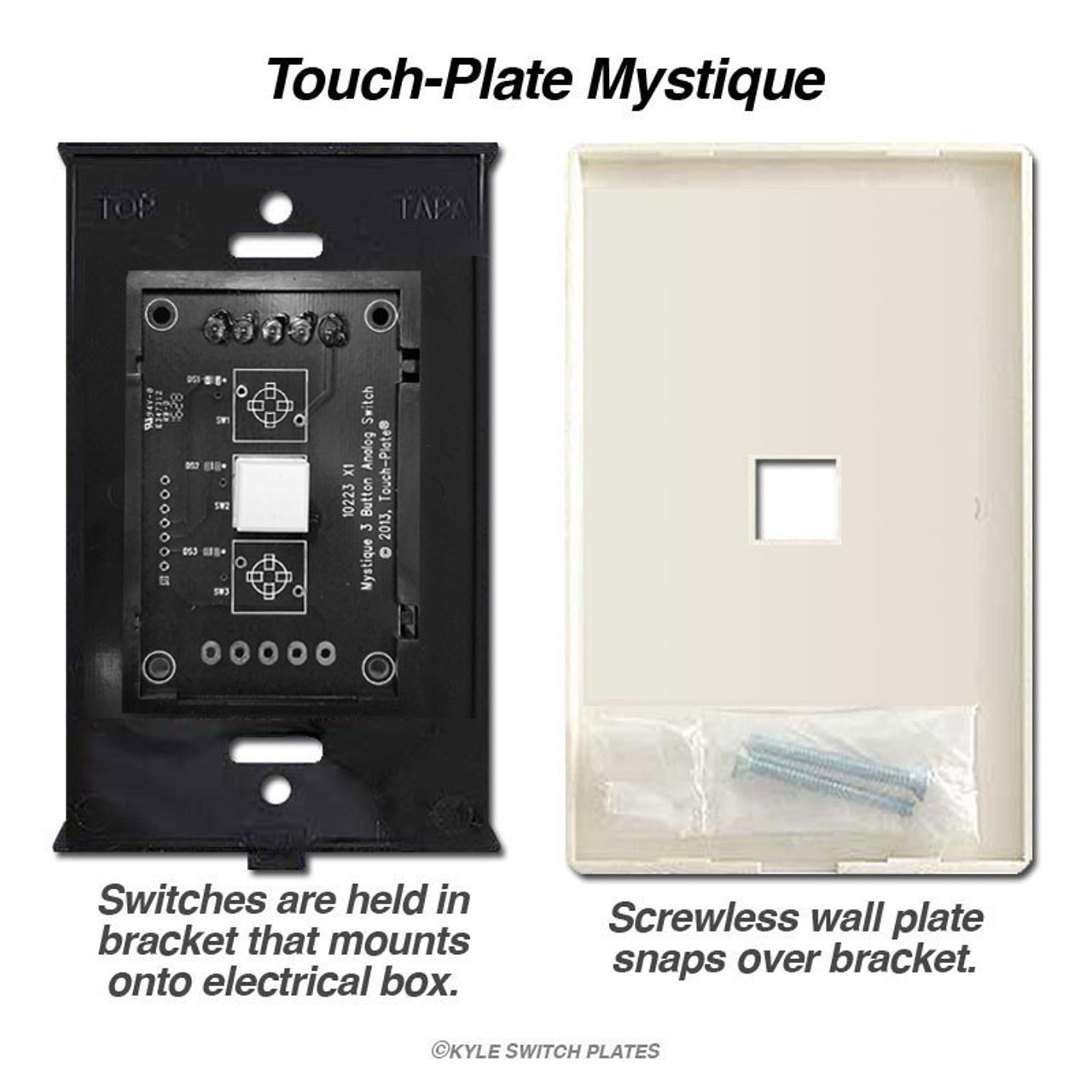 Touchplate 1 Switch Low Voltage Mystique Control - White