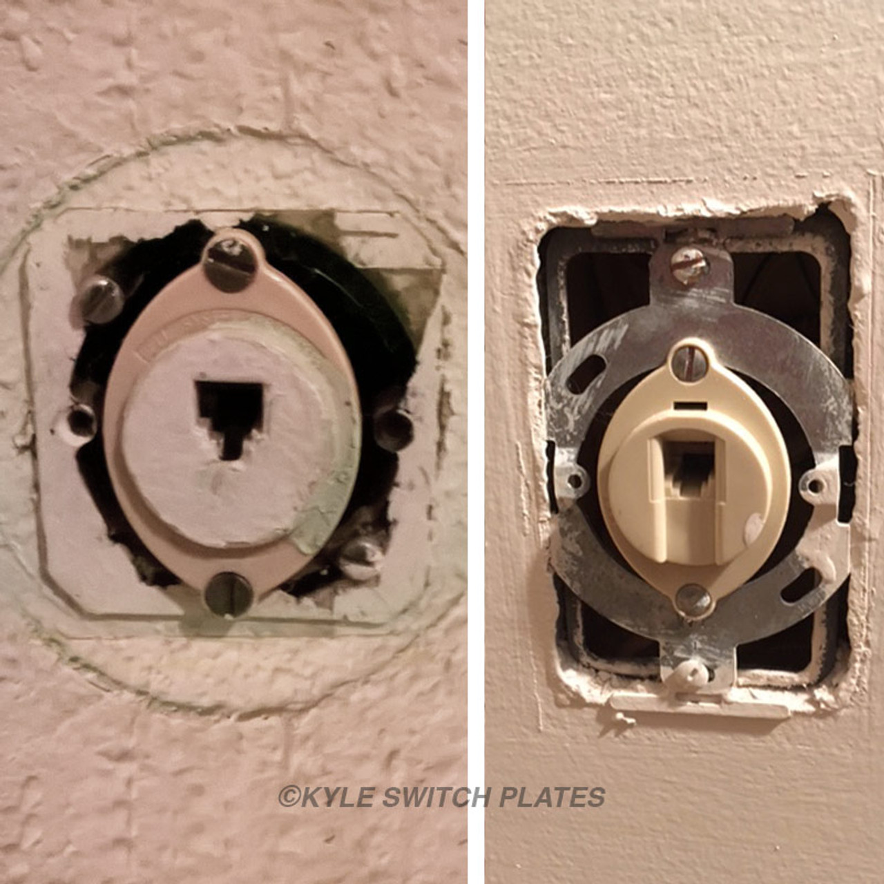 Vintage Phone Jack Plate 1.87'' Horizontal Screws Stainless Steel