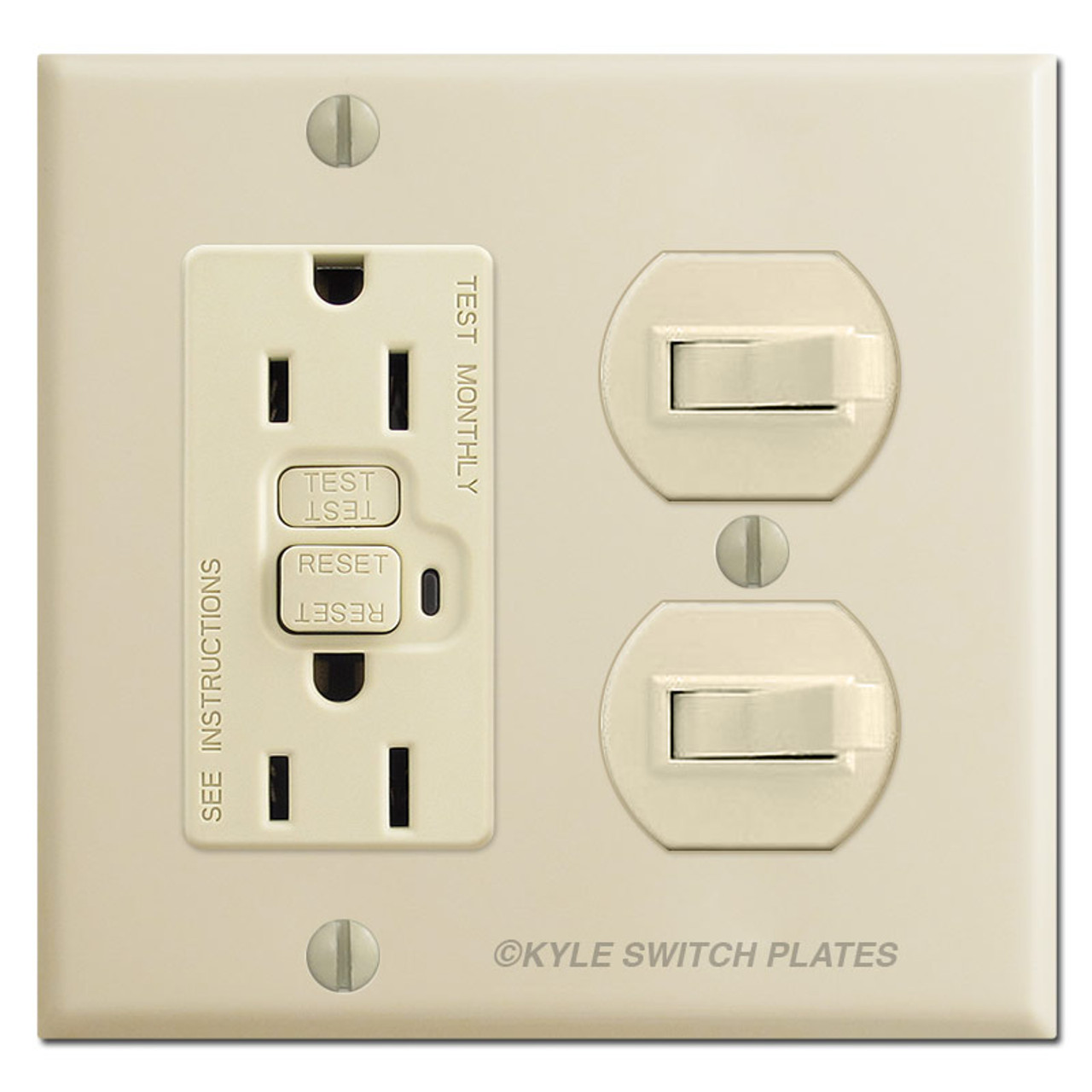 2-Gang 1 Toggle 1 GFCI GFI Outlet Wall-Plate White wallswitch tog&gfci-2g-wh pep 