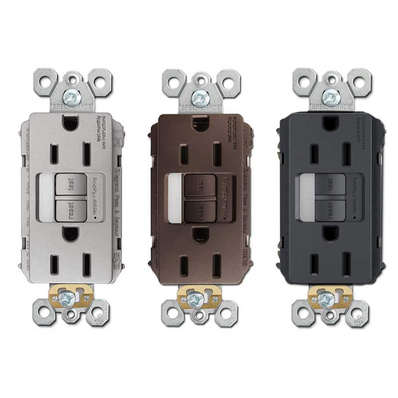 Metallic GFCI Night Light Outlet 15A TR ST 1597NTLTR
