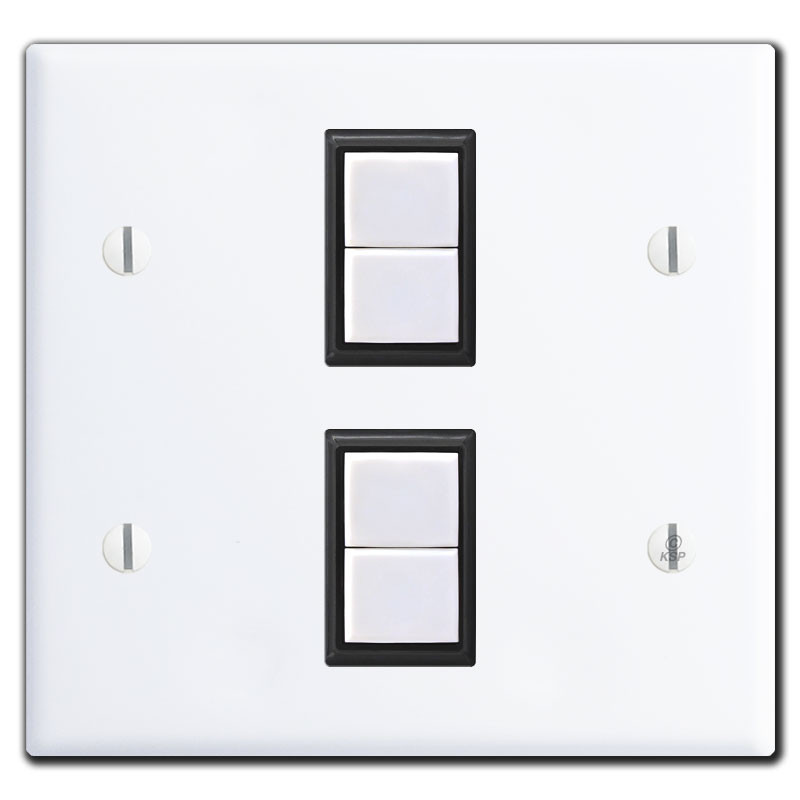 New Style 2-Gang GE Low Voltage 2 Switch Plate Updated Set - White