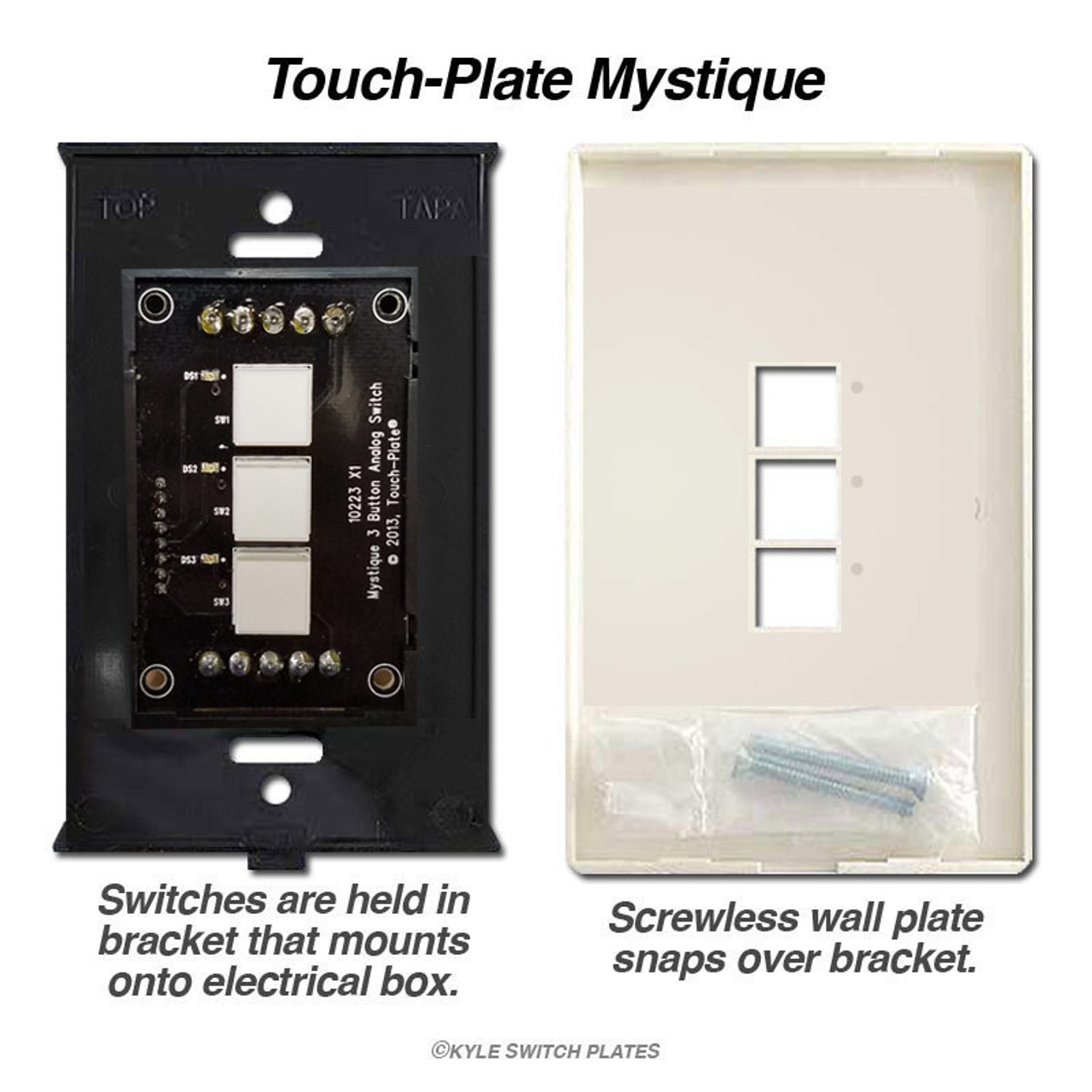 Low Voltage 3 LED Switch Touch Plate Mystique - Ivory