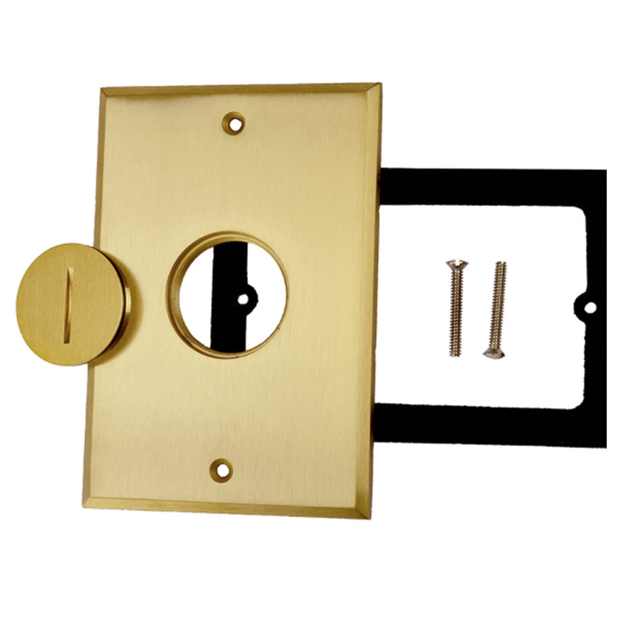 Floor Outlet Covers - Brass Single Receptacle Plate