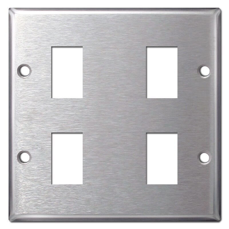 GE Old Legacy 2-Gang 4-Switch Low Voltage Cover - Stainless Steel