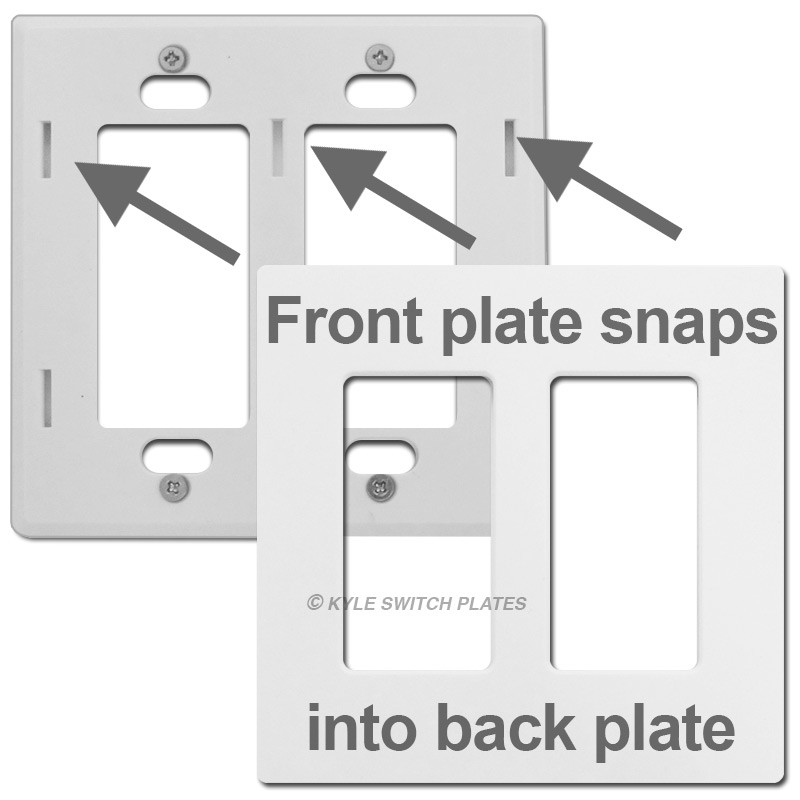 2Blank Screwless Light Switch Wall Plate Lutron White Plastic