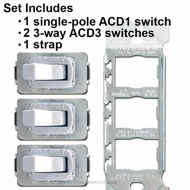 【take3】　switch　2台 Stacked Despard Toggle Switch Set Two 3-Way + S/P 15A - White