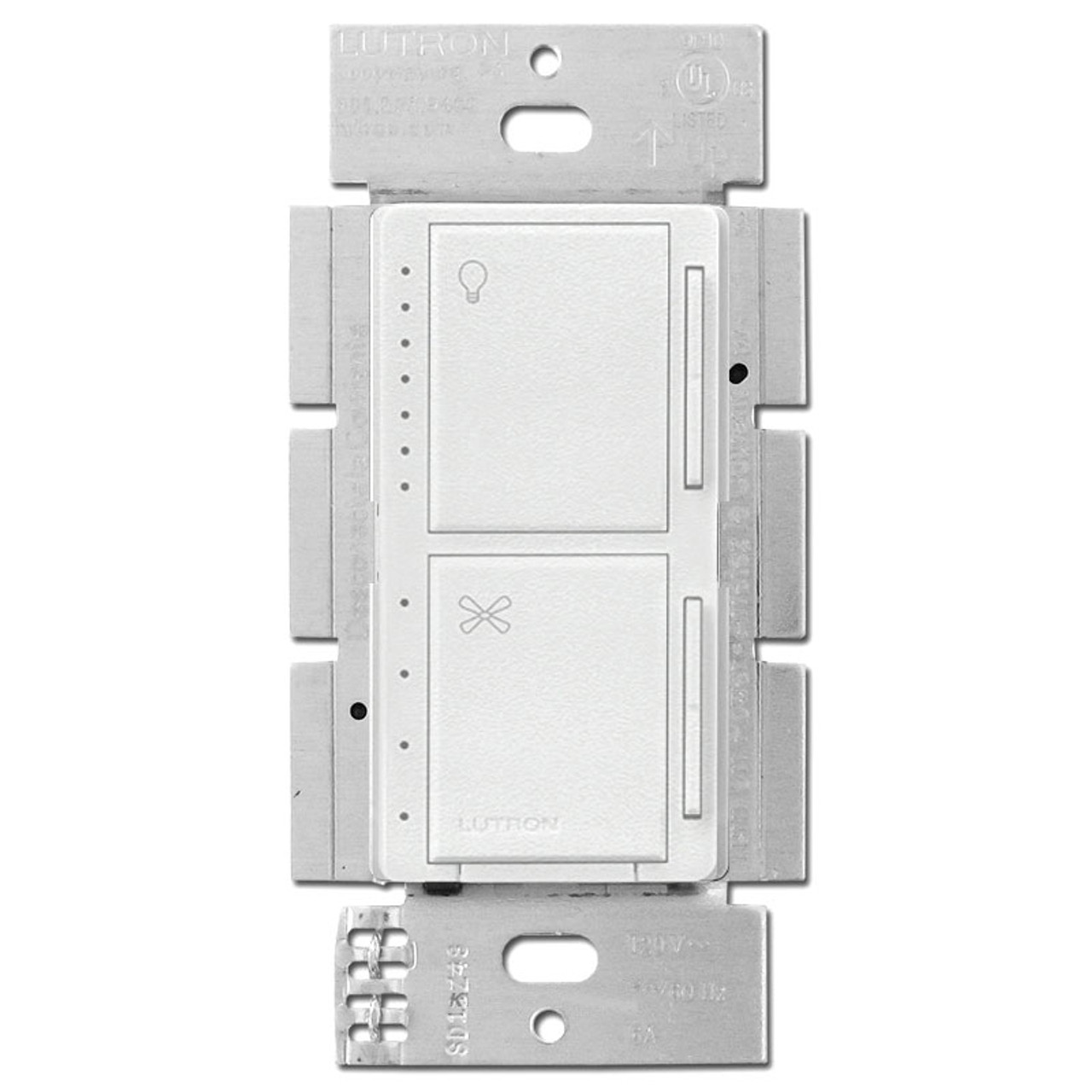 CFL LED Dimmer + Fan Control Lutron Maestro - Satin Snow White