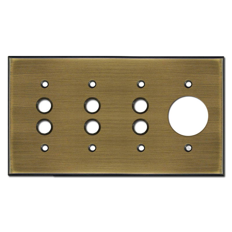 3 Push Button 1.4'' Outlet Switch Plate - Antique Brass