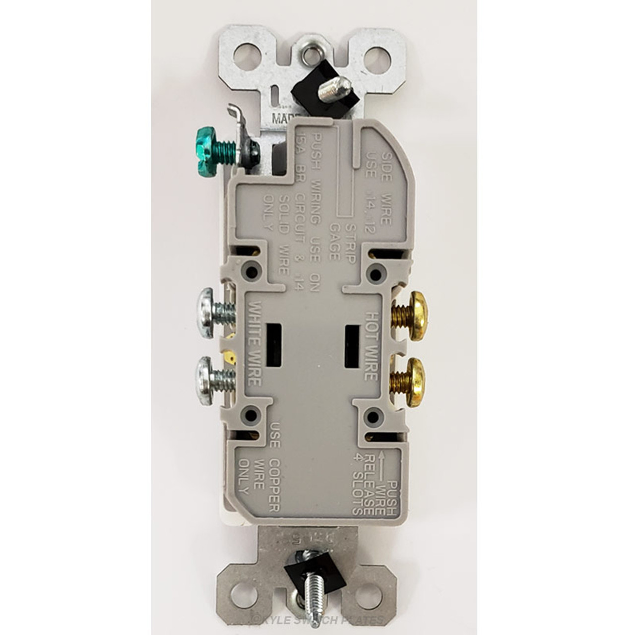 Black 15A Decorator Outlet Receptacles Kyle Switch Plates