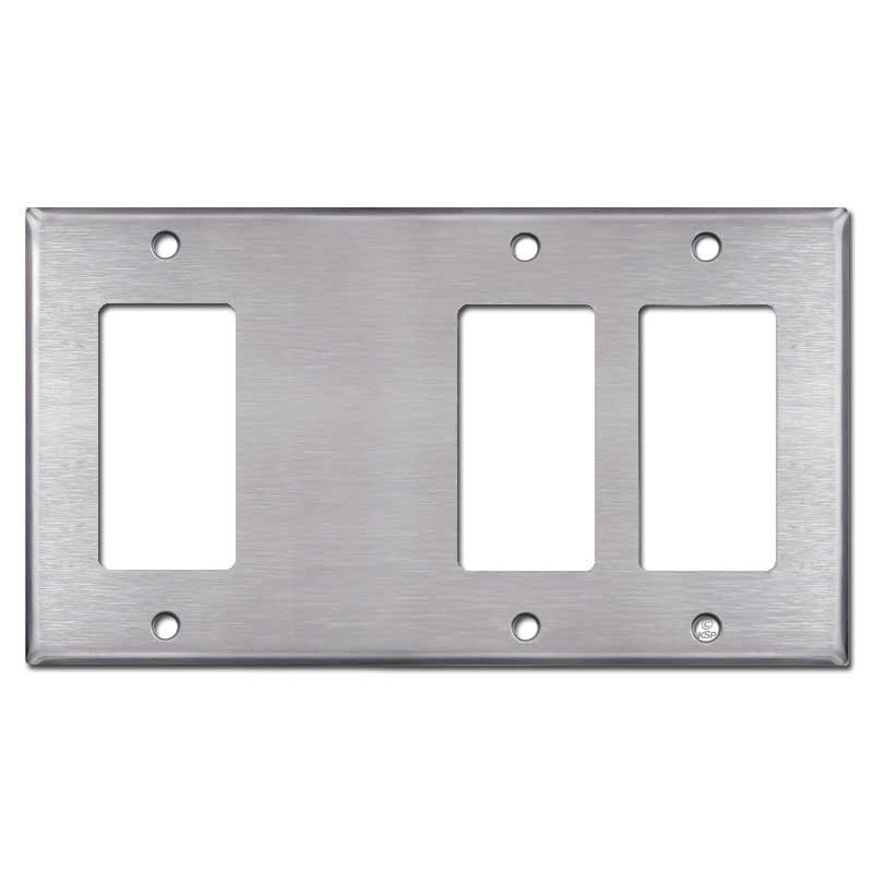 Decora Blank 2-Decora 4-Gang Wall Plate - Satin Stainless Steel