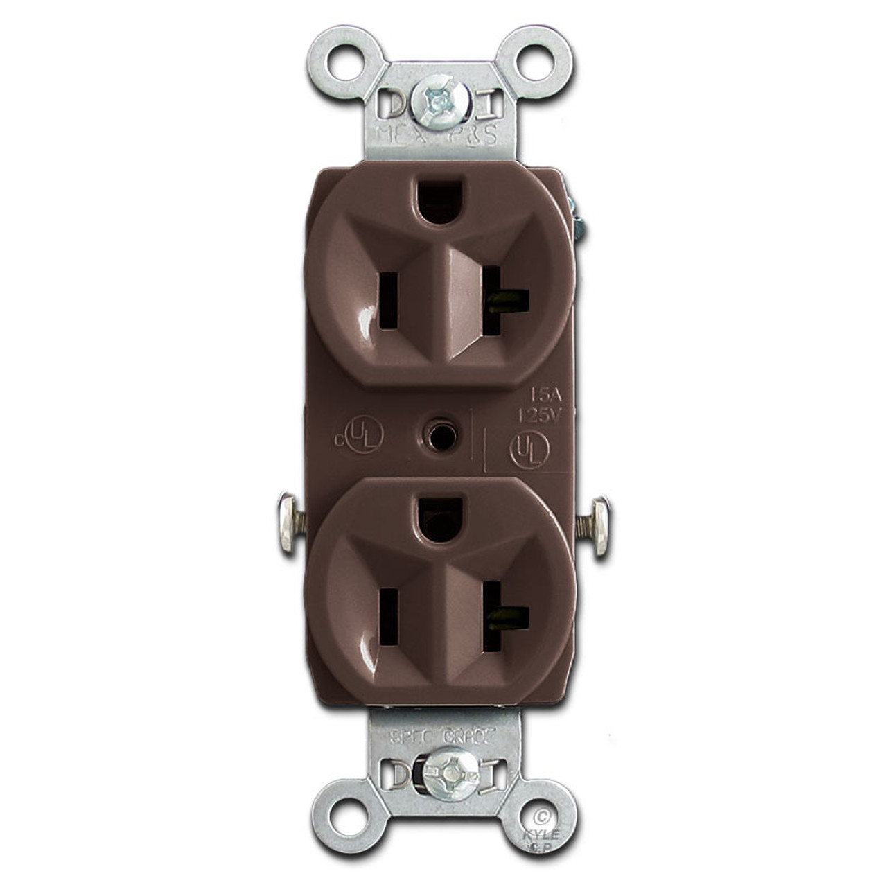 Brown 20 Amp Duplex Electrical Receptacle