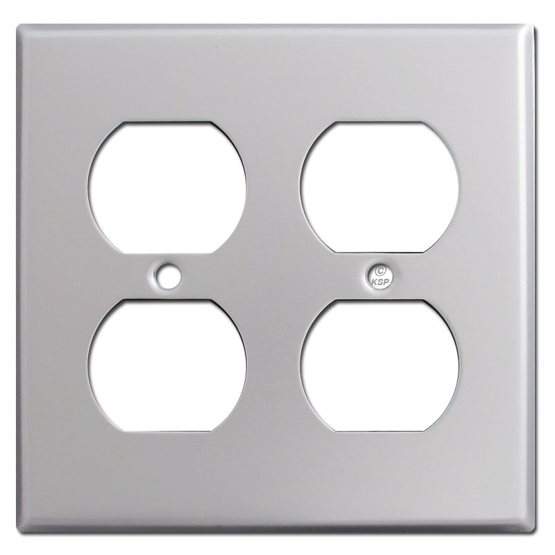 Jumbo Double Gang 4 Outlet Plug Switch Plates Polished Chrome
