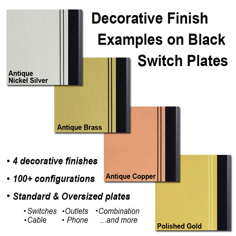 Classic Lines Metal Wall Plate Covers in Black Kyle Design