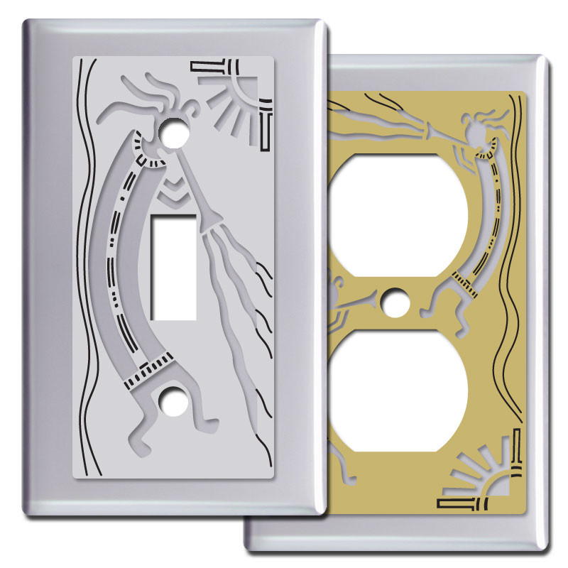 Kokopelli Light Switch Wall Plates in Black Kyle Design