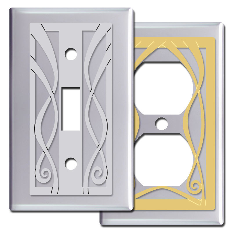 Ribbons Decorative Wall Switch Plates in Stainless Steel