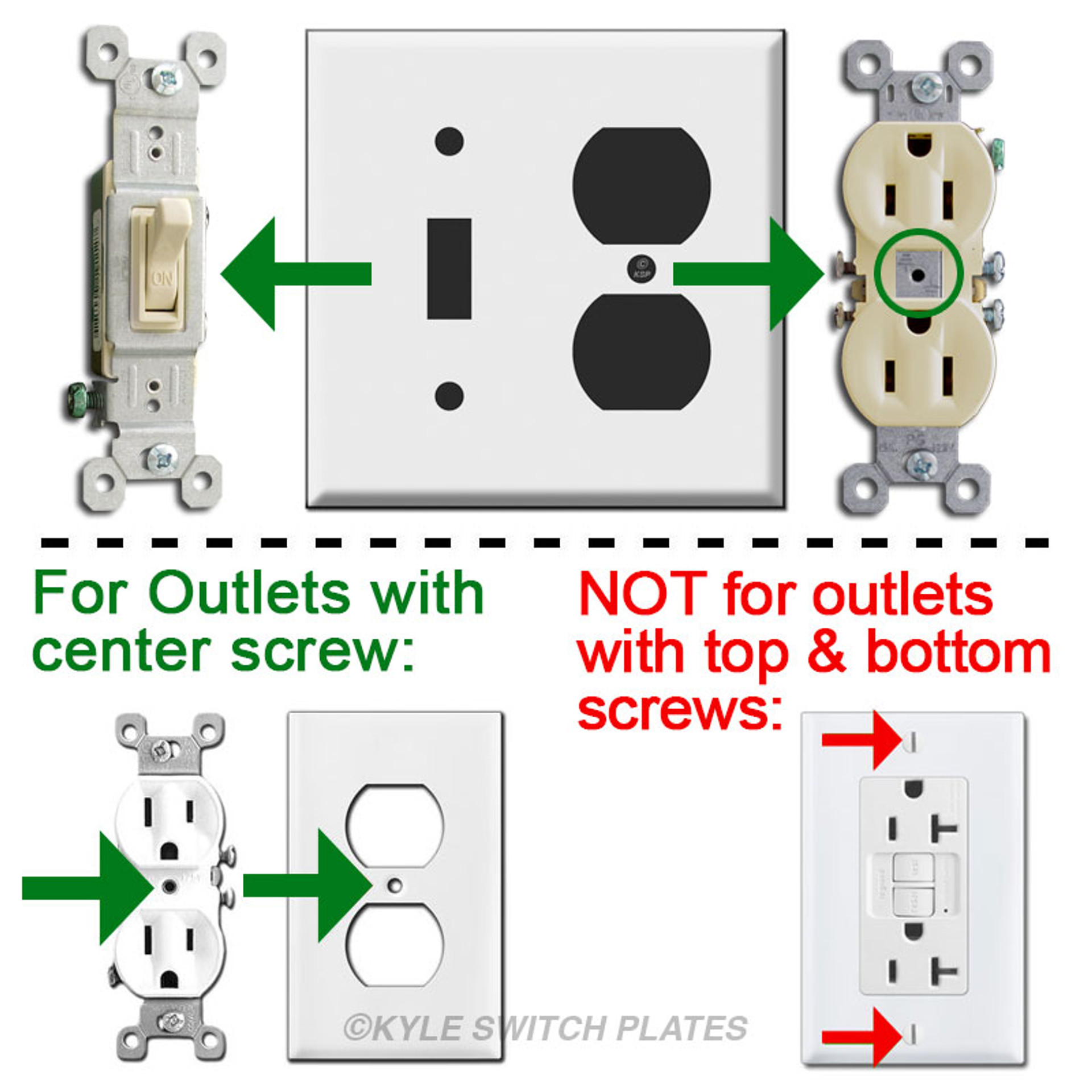 Toggle Duplex Outlet Two Gang Combo Switch Plates