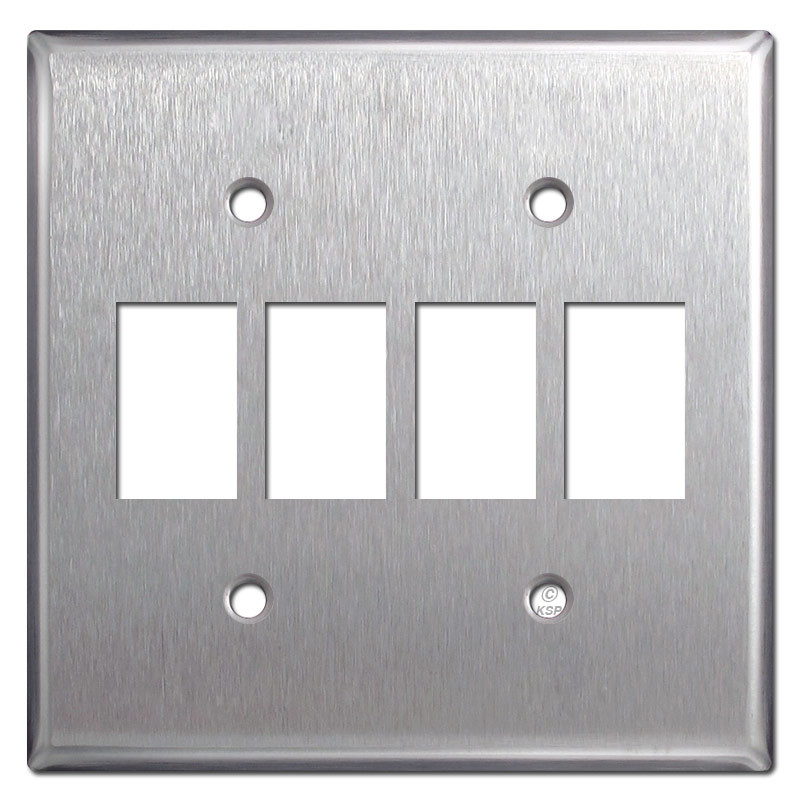 GE Low Voltage 4 Switch Bracket Mount Wall Plate Stainless Steel