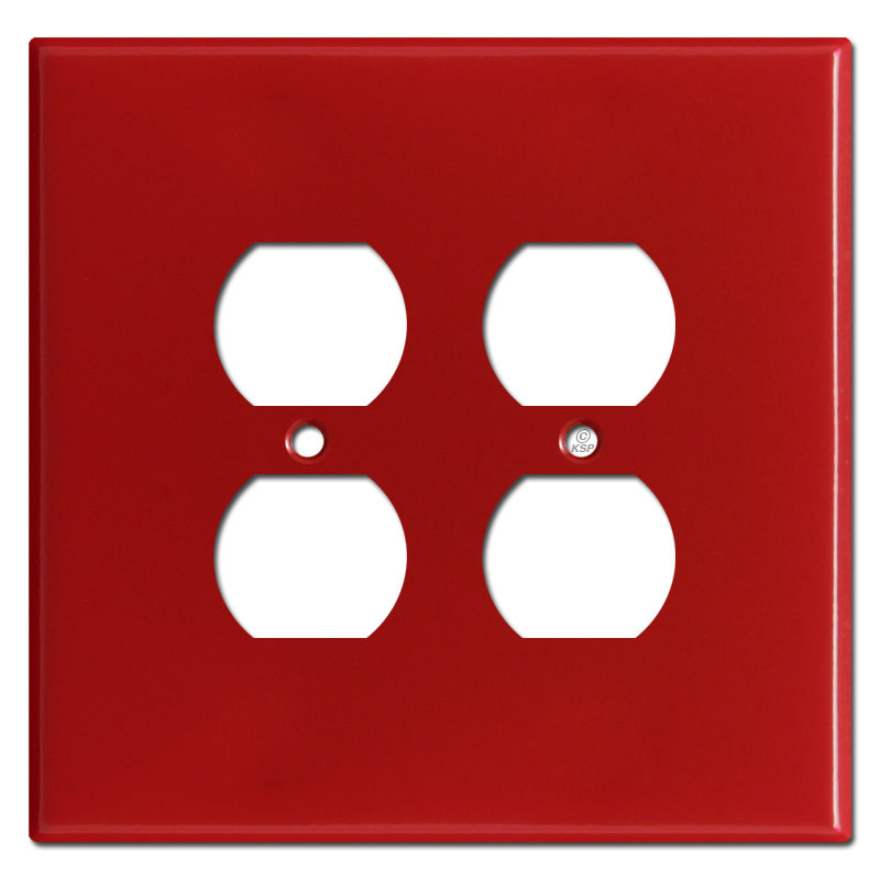 Oversized 2 Duplex Outlet Switch Cover Plates for 4 Plugs Red