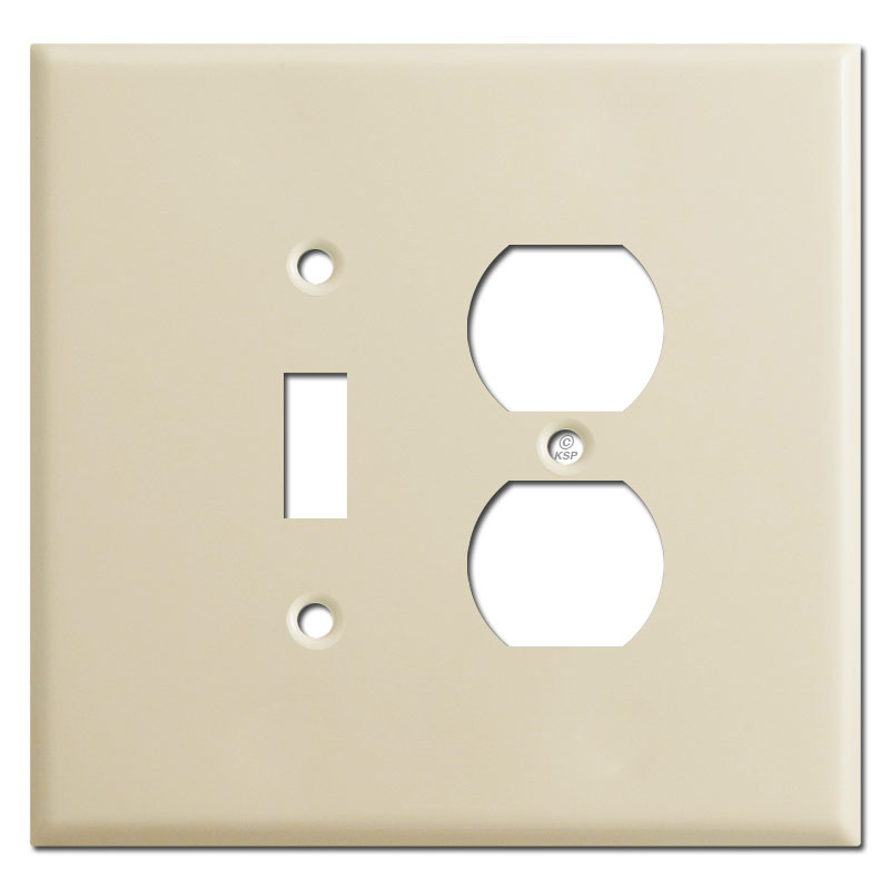 Oversized Combo Rocker & Duplex Outlet Cover Plates Ivory