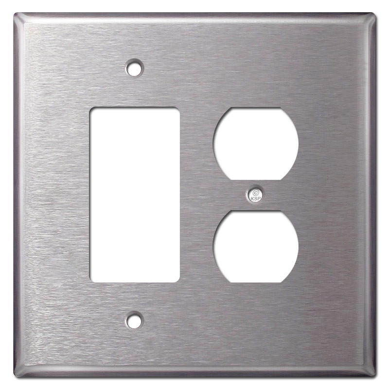 Oversized 1 Rocker 1 Outlet Covers - Spec Grade Stainless Steel