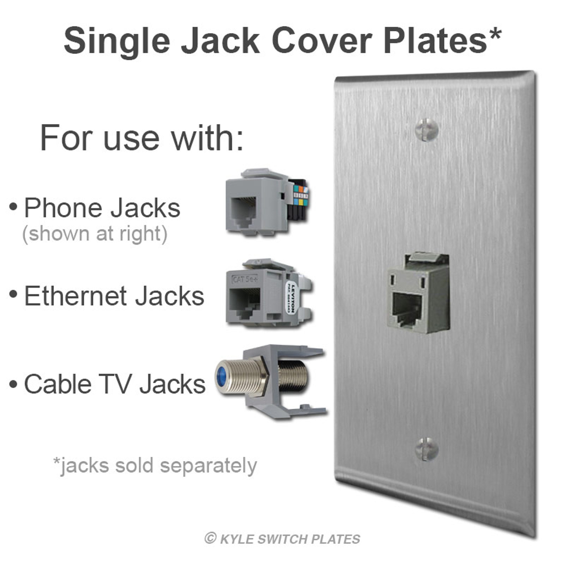 Single Phone Jack Wall Covers Black Kyle Switch Plates