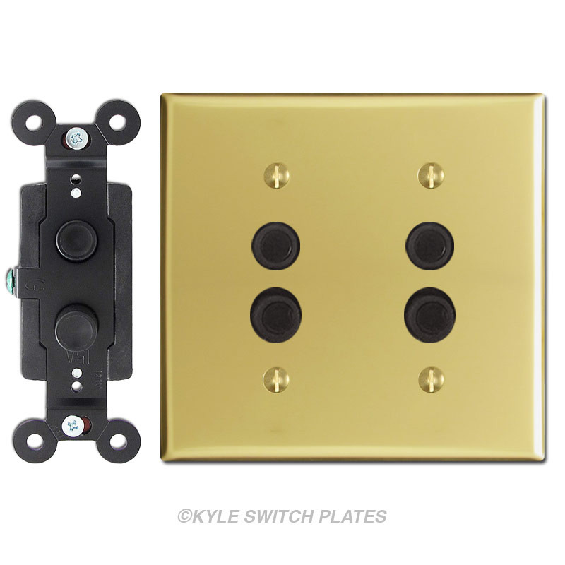 Double Push Button Light Switch Plates Polished Brass