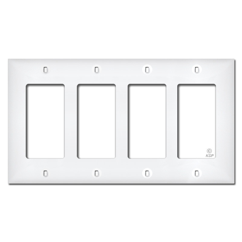 White Plastic 4 Gang Toggle Switch Plate Covers